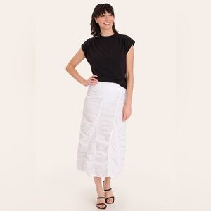 XCVI Gored Maxi Fold over Waistband Peasant Skirt, White